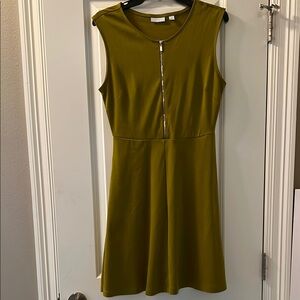 New York and Company Olive Green Zip up Sleeveless A-Line Dress Size S